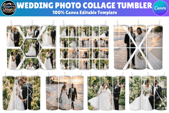 Wedding Photo Collage Editable Tumbler
