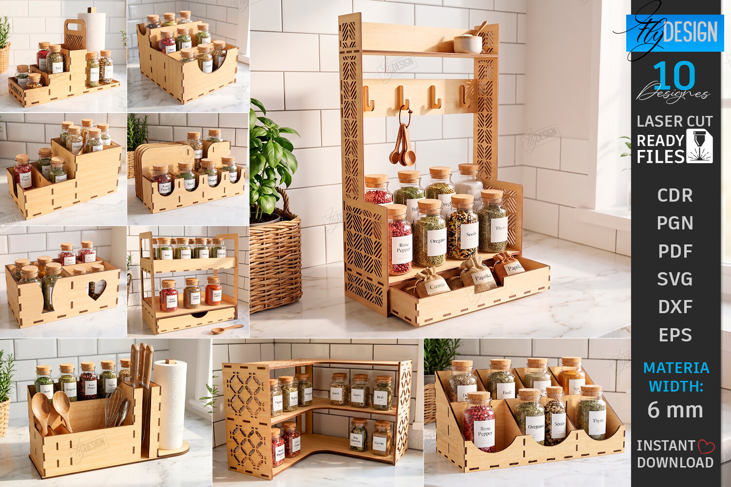 Wooden Kitchen Organizer Laser Cut Set laser cut file