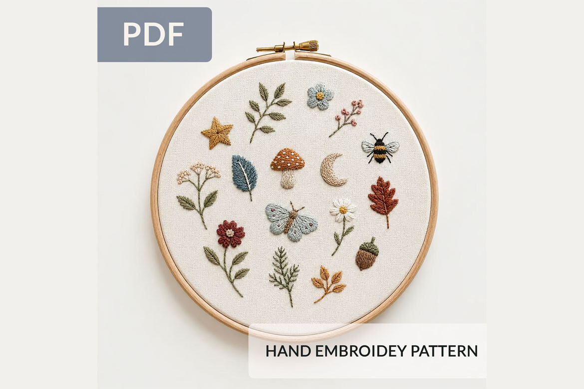Woodland Nature Hand Embroidery Pattern