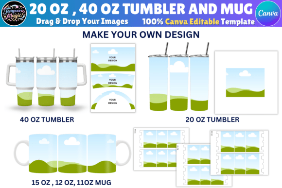 20 Oz , 40 Oz Tumbler and Mug Template