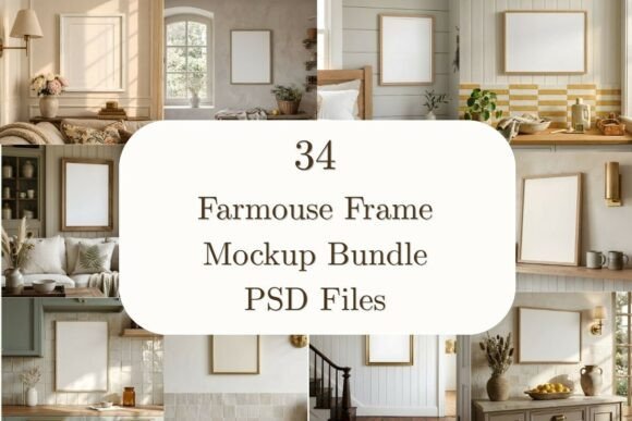 34 Farmhouse Frame Mockup Bundle Graphic by Mockups Of Imaginations ...