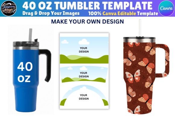 40oz Tumbler Canva Editable Template