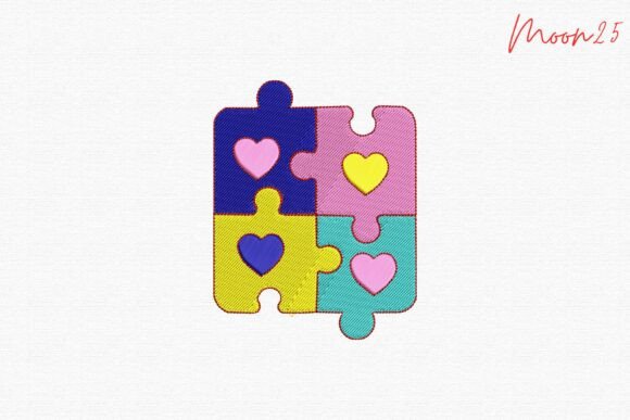 Autism Puzzle Hearts Colorful Support Th