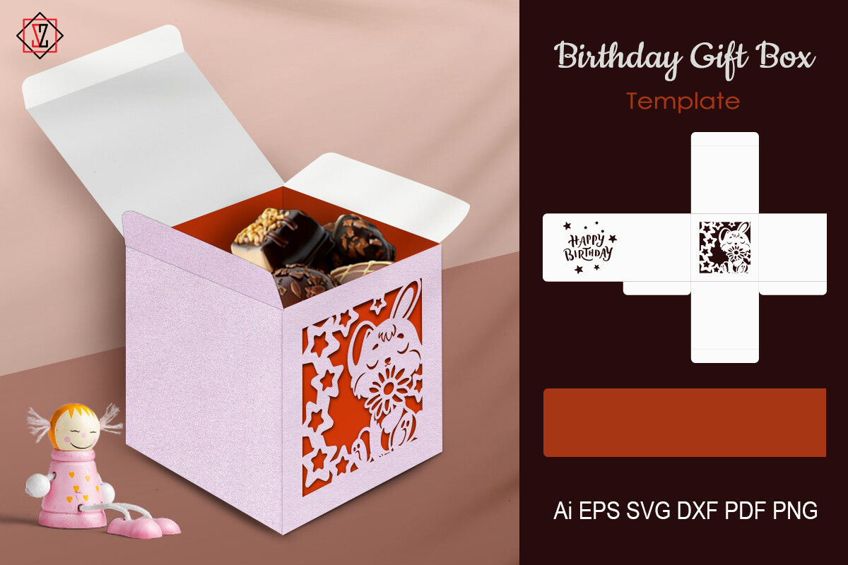 Birthday Gift Box Template | Paper Cutti Grafik Von Светлана Зиновьева ...