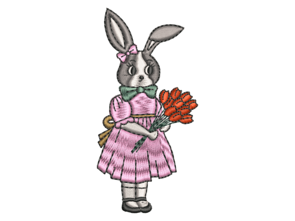 Bunny Girl with Tulips Design