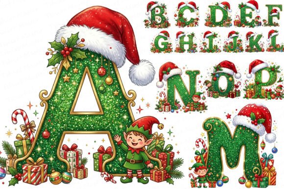 Christmas Alphabet Gold Letters Png Bund Graphic Illustrations By TshirtMaster