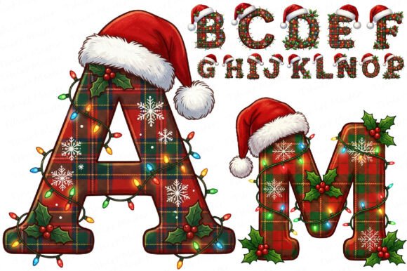 Christmas Alphabet Letters PNG Bundle