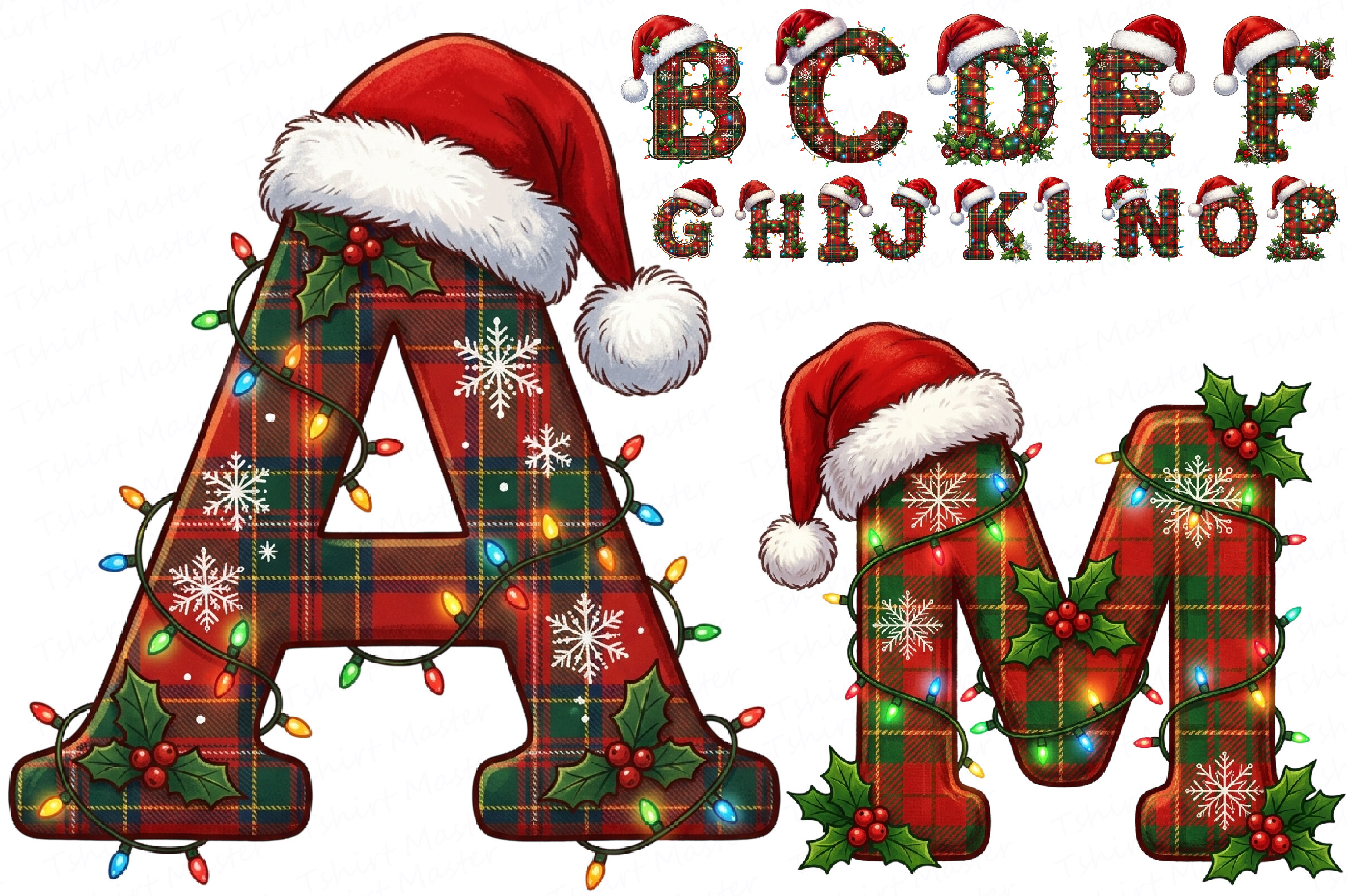 Christmas Alphabet Letters PNG Bundle