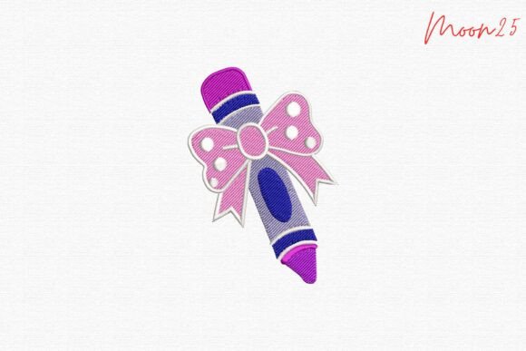 Cute Crayon Bow School Theme Pink Accent