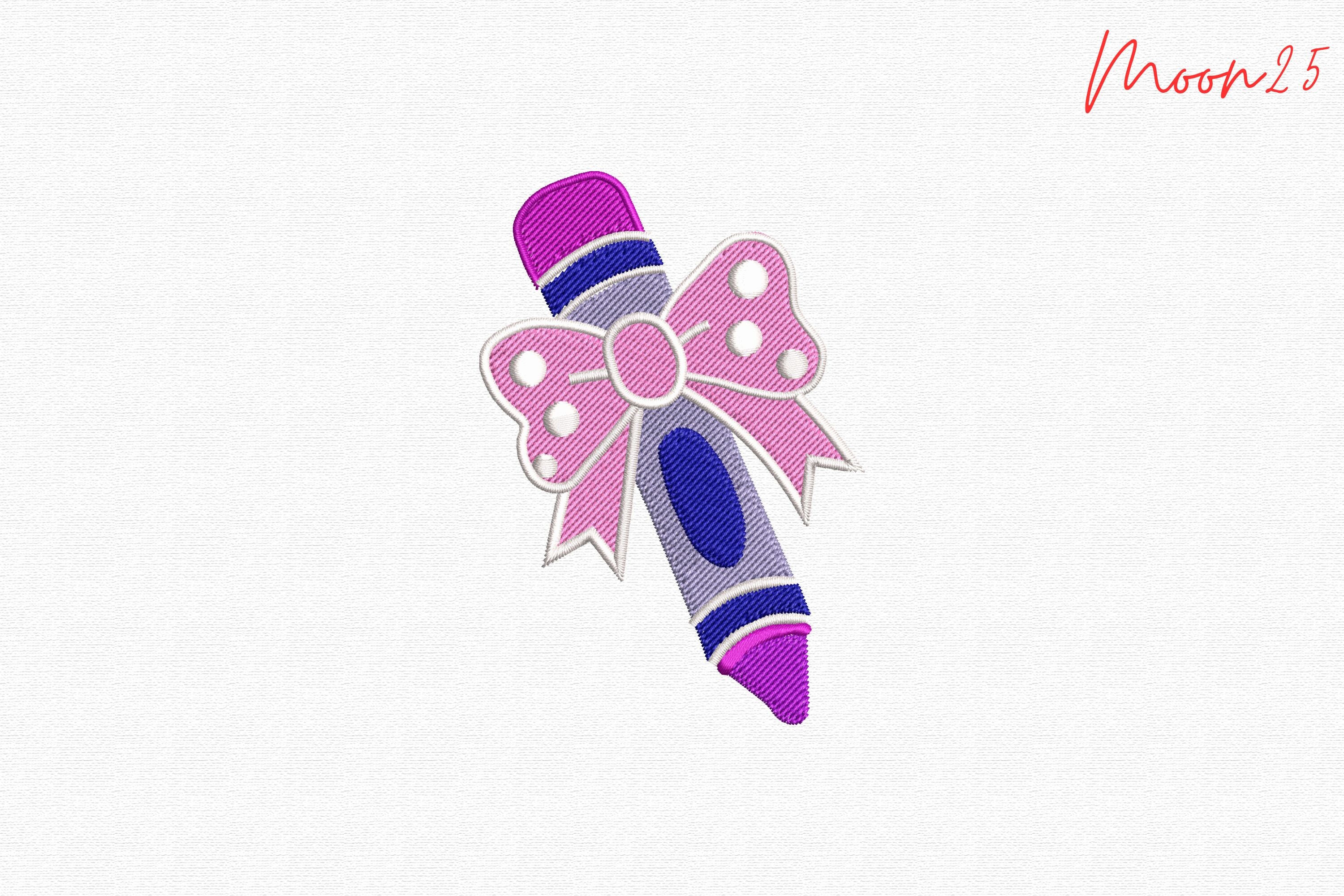 Cute Crayon Bow School Theme Pink Accent