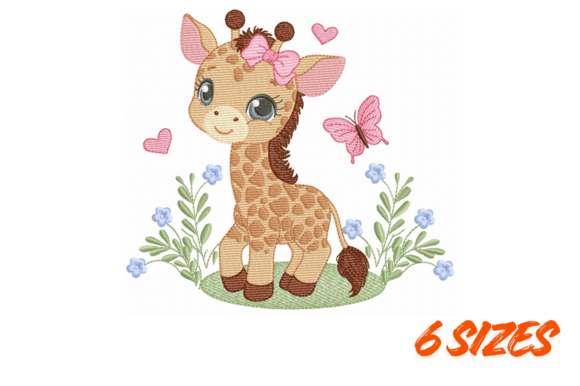 Cute Giraffe Embroidery Design Set Art