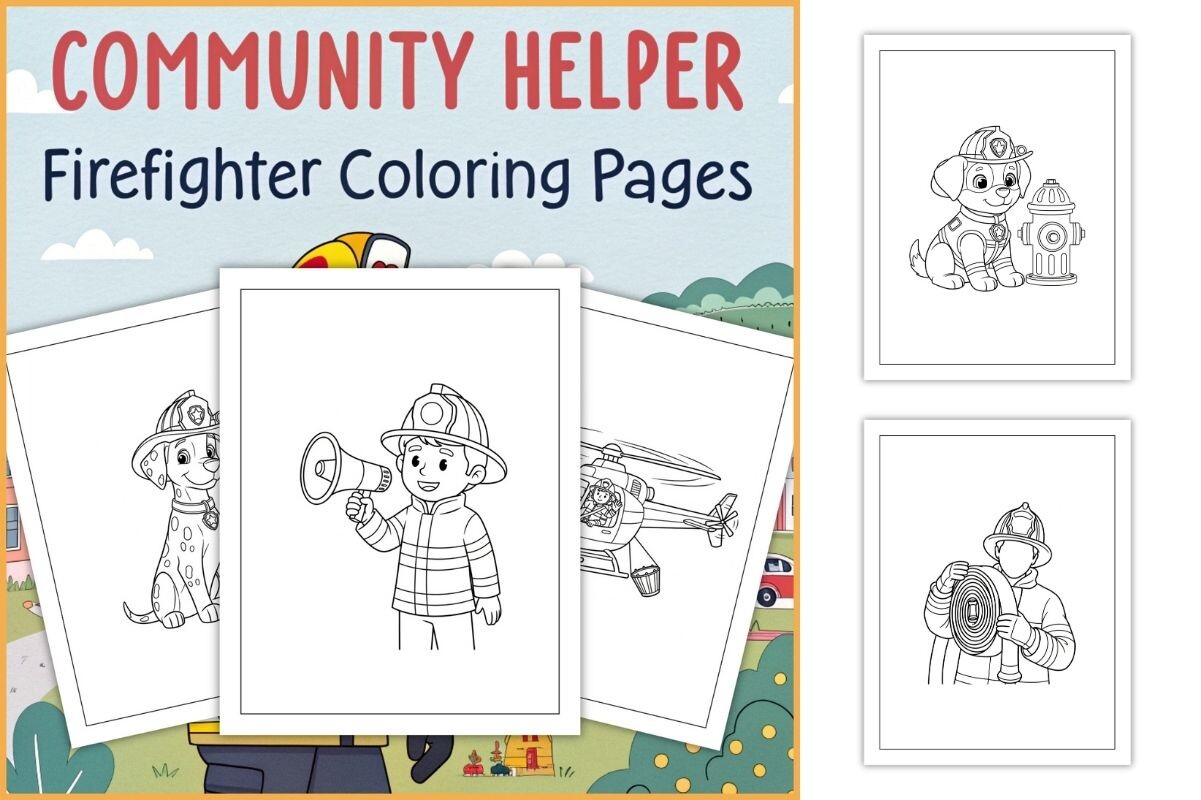 Firefighter Coloring Book Activity