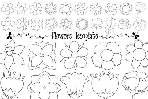Flower Template Outline, Flower Coloring Graphic Coloring Pages & Books By auauaek4