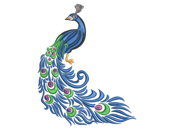 Flowing Tail Peacock Embroidery