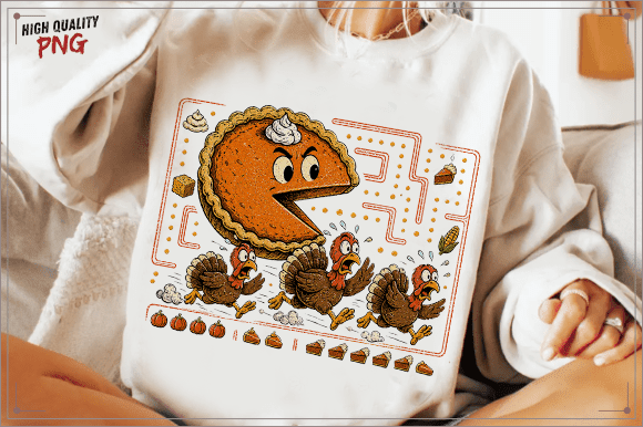 Funny Thanksgiving Fall Pie Chasing PNG