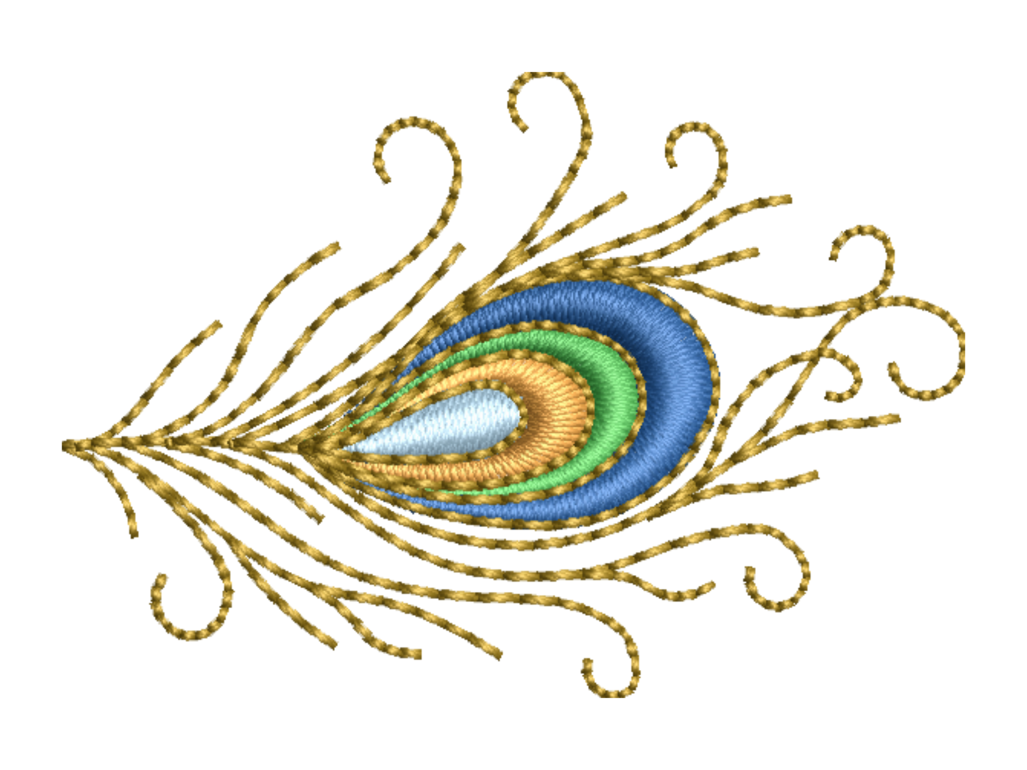 Golden Peacock Feather Embroidery