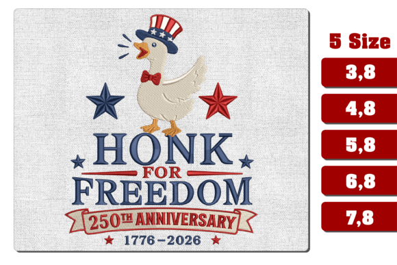 Honk for Freedom Goose Embroidery Design
