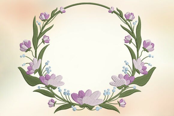 Lavender Wreath Embroidery Design