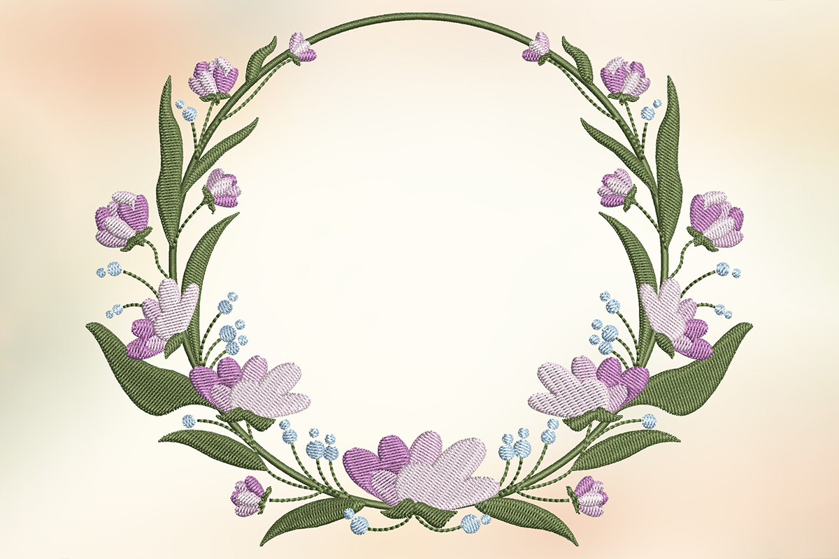 Lavender Wreath Embroidery Design