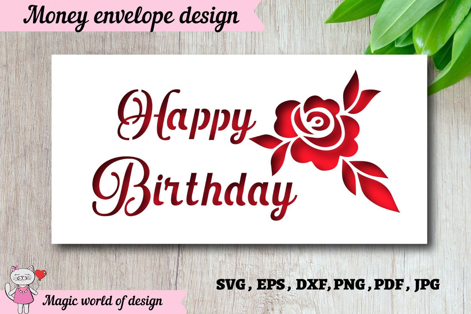 Luxury Rose Pattern Money Envelope Svg