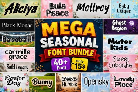Mega Seasonal Bundle Fonts