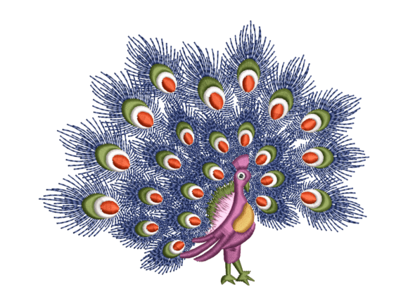 Purple Peacock Feather Embroidery