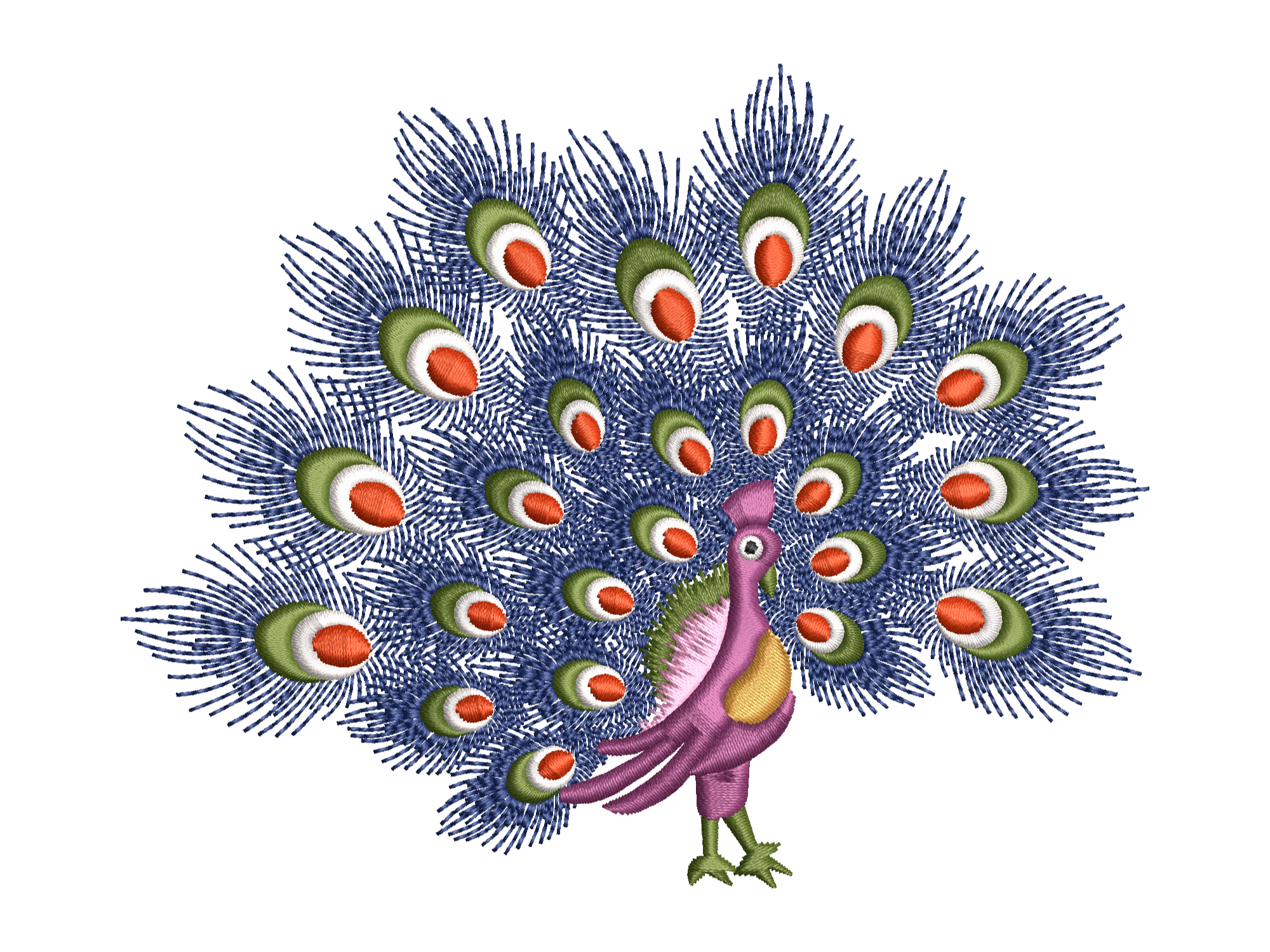 Purple Peacock Feather Embroidery