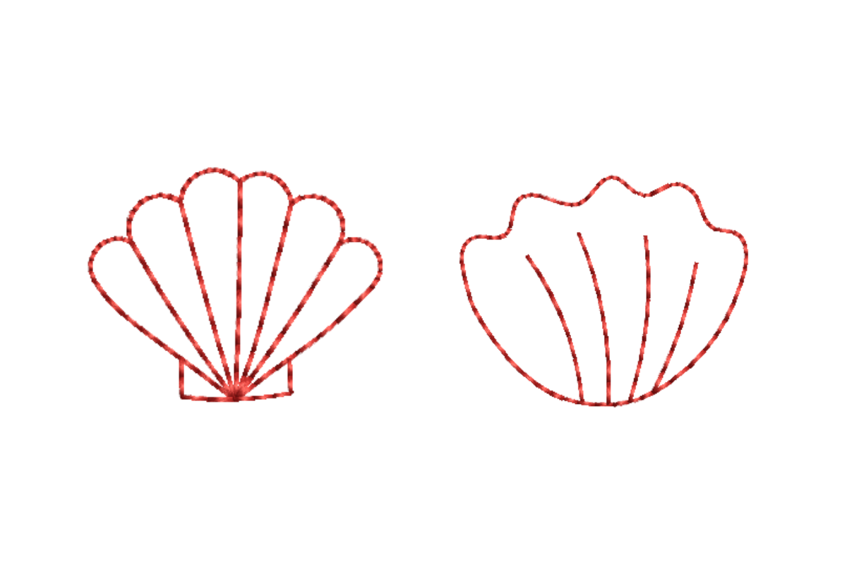 Scallop Shell Outline Redwork Bundle