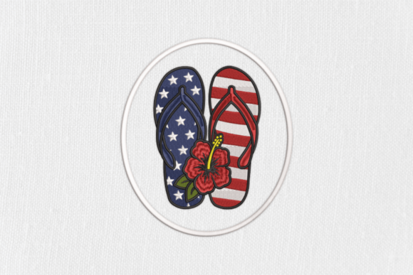 Star Spangled Flip Flops Embroidery