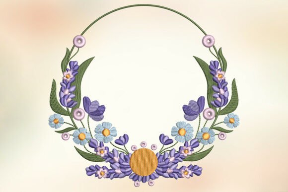 Sunny Lavender Wreath Embroidery Design
