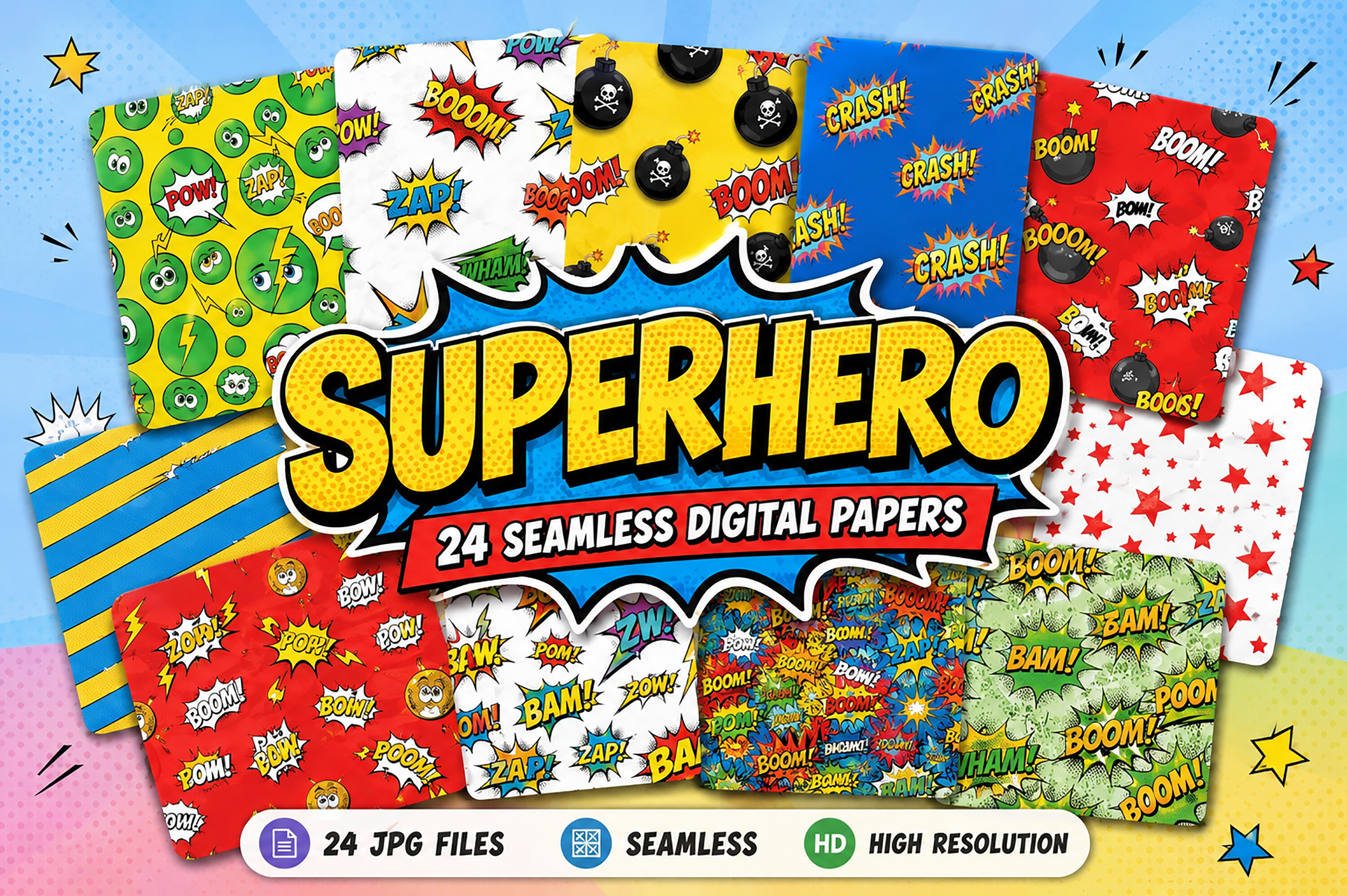 Superhero Digital Pattern Graphic by T.D. House · Creative Fabrica