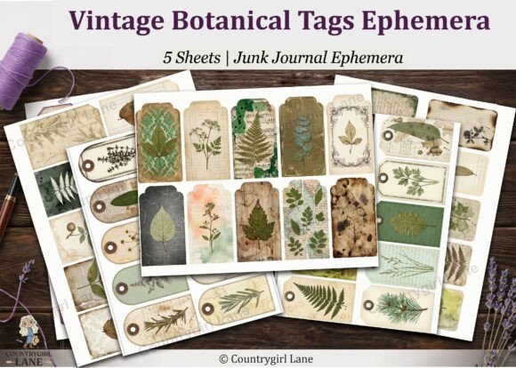 Vintage Botanical Tags Junk Journal
