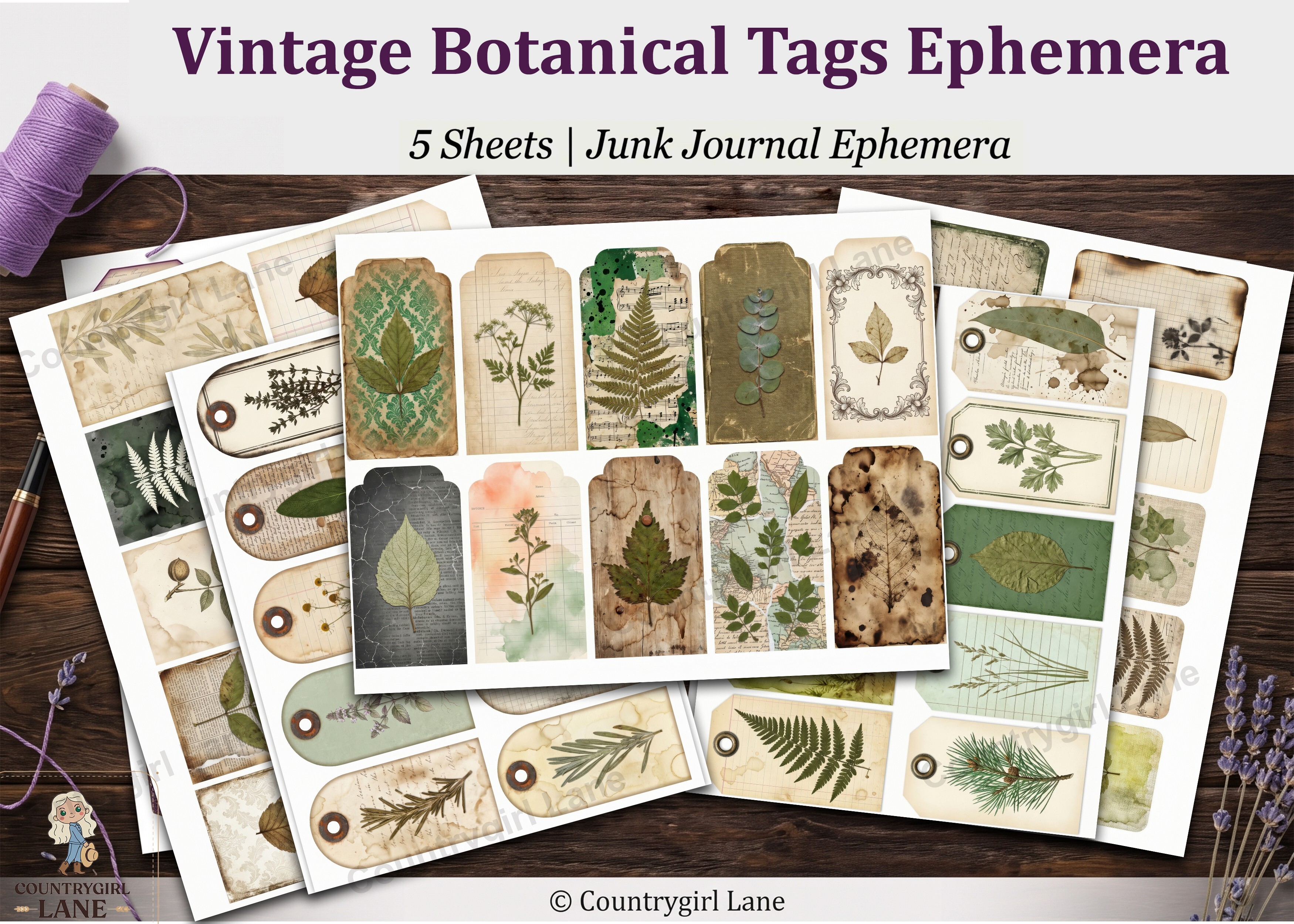 Vintage Botanical Tags Junk Journal