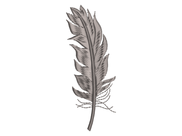 Vintage Gray Feather Embroidery
