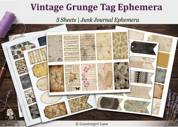 Vintage Grunge Tag Ephemera Junk Journal
