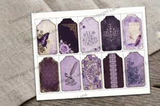 Vintage Purple Tags Junk Journal Graphic by Countrygirl Lane · Creative ...