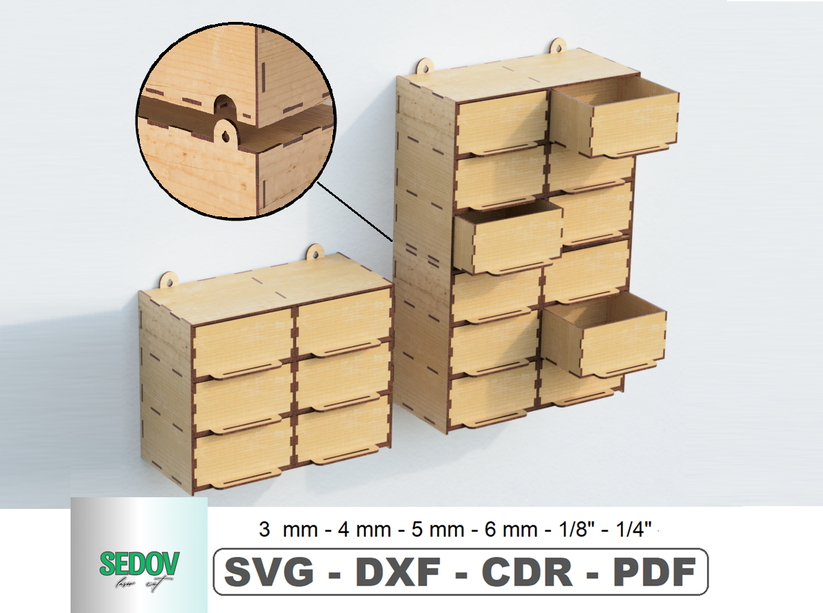 Wall Mount Drawer Organizer Laser Cut laser cut file