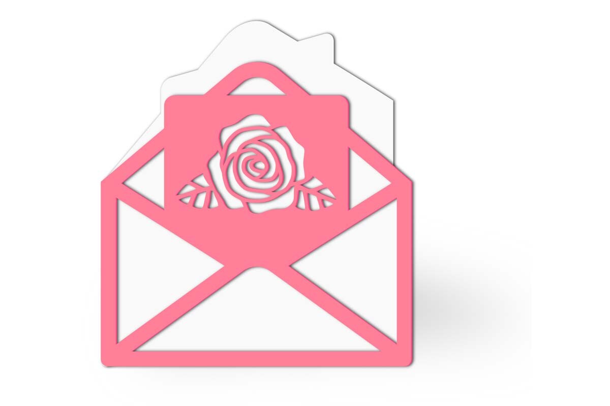 Letter Envelope Shaped Card with a Rose · Creative Fabrica