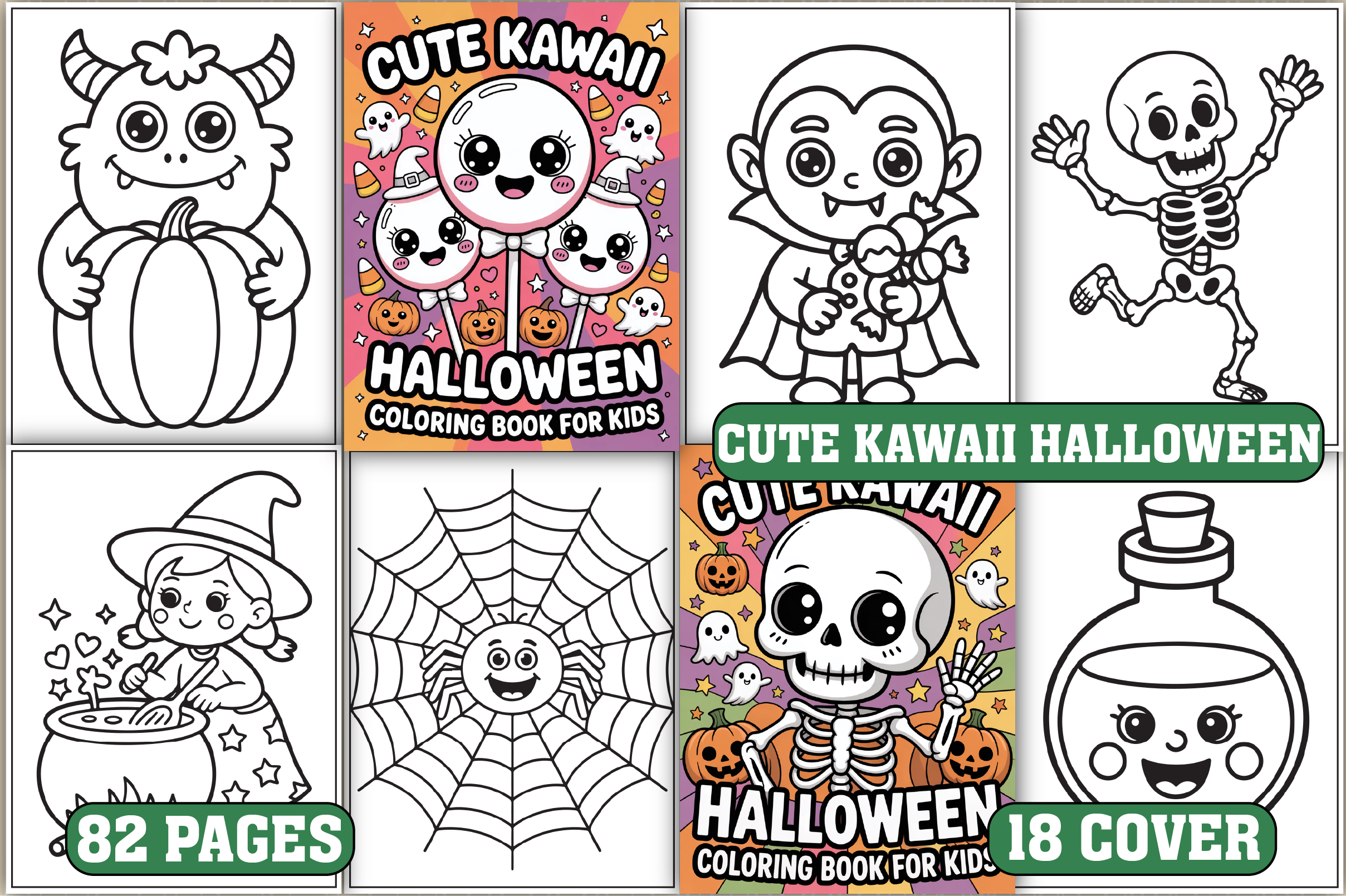 82 Cute Kawaii Halloween Coloring Pages