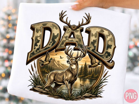 Camo Dad Deer Duck Hunting PNG T-shirt