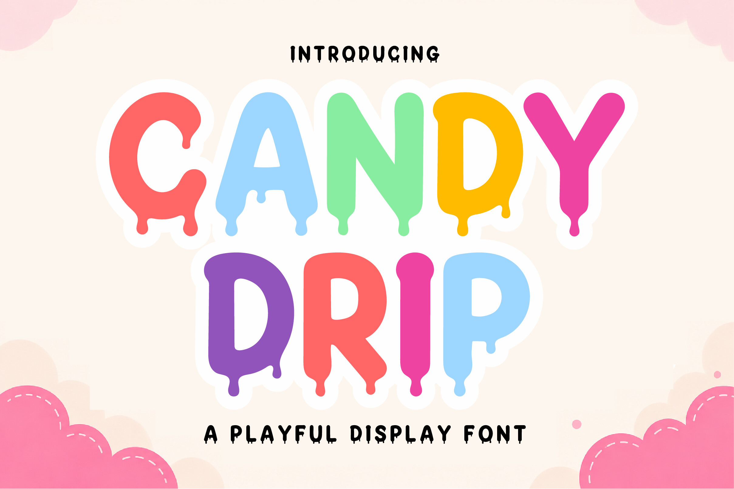 Candy Drip preview, sweet candy style lettering with drips
