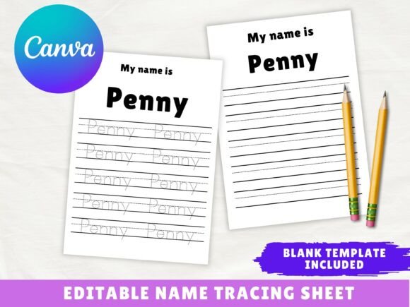 Canva Editable Tracing Name Worksheet
