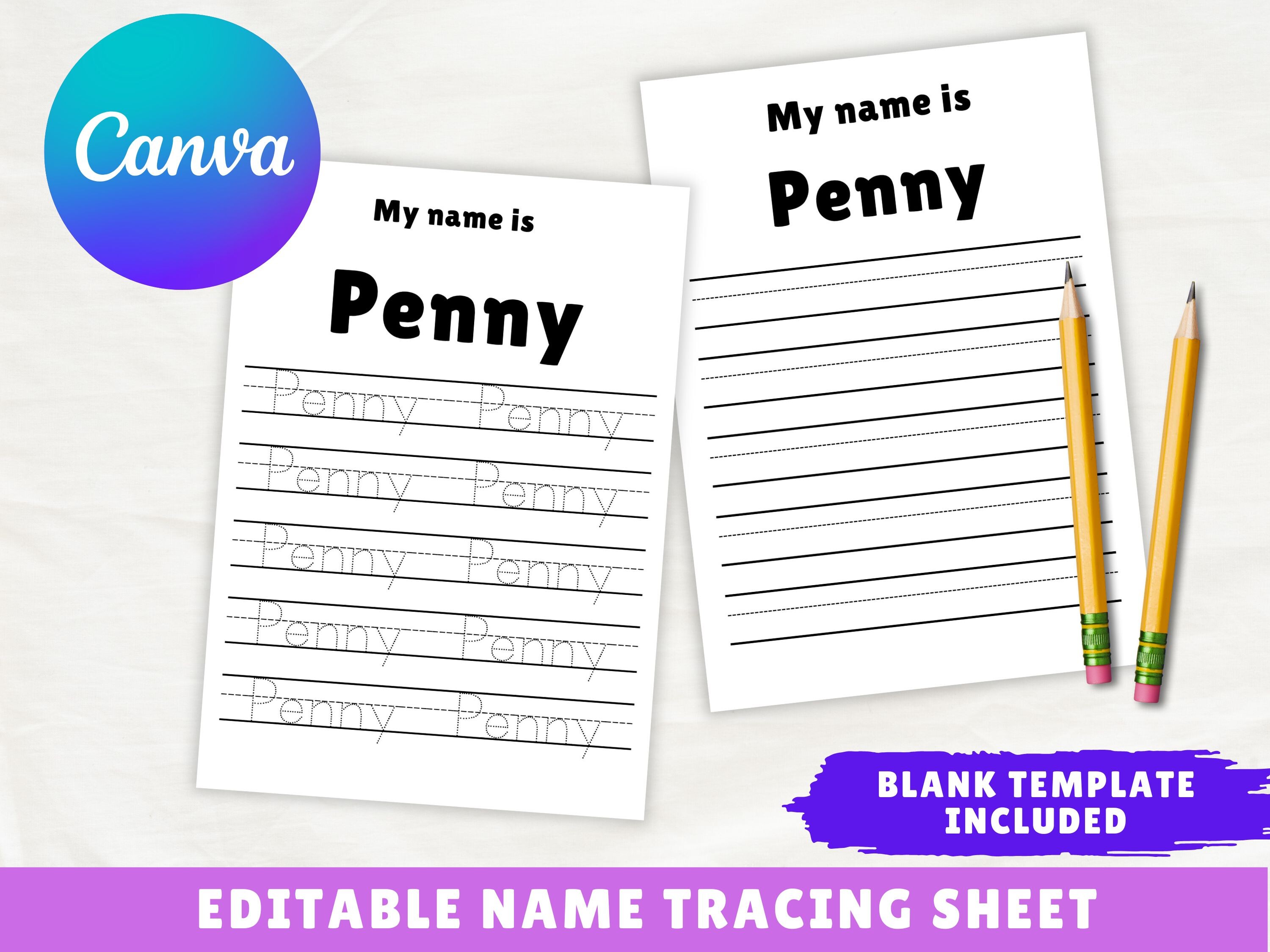 Canva Editable Tracing Name Worksheet
