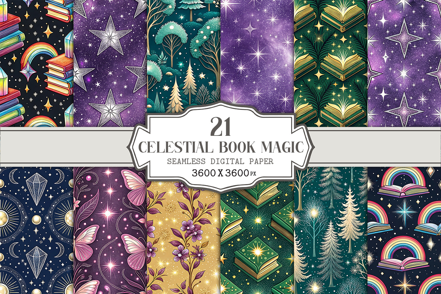 Celestial Book Magic Seamless Pattern Graphic by Vectornest12 ...