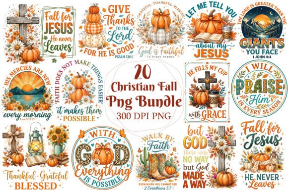 Christian Fall Pumpkin PNG Bundle