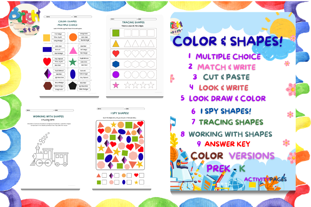 Color & Shapes Activity Book | PreK Kind