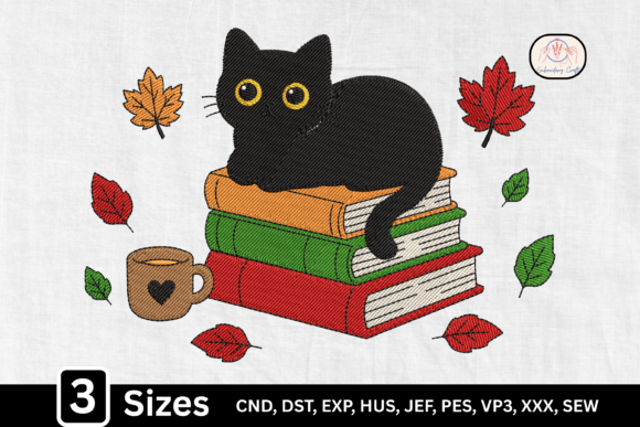 Cozy Autumn Book Black Cat
