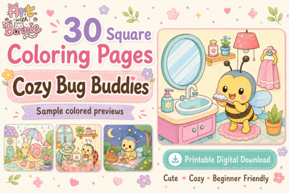 Cozy Bug Buddies Coloring Pages Pack