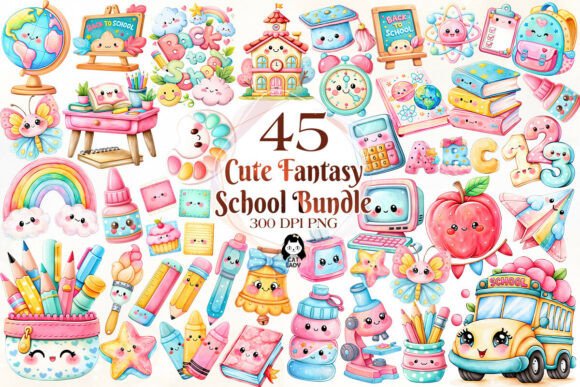 Cute Fantasy Back to School Clipart