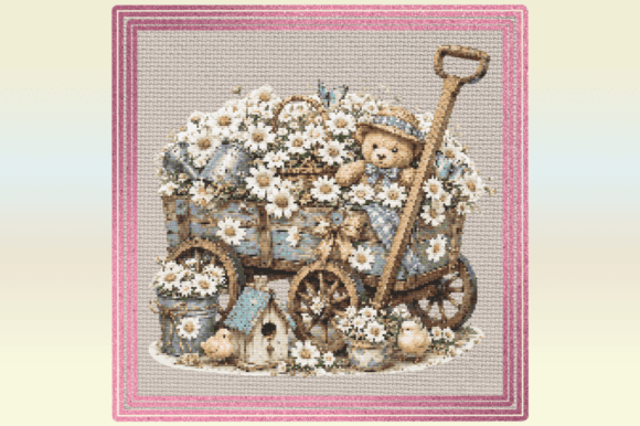 Daisy Wagon Cross Stitch Pattern – Cotta